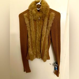 CABO Sweater With Faux Fur In The Front, Long Sleeves With Zippers